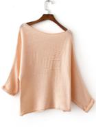Romwe Apricot Shoulder Drop Roll-up Cuff Knit Sweater