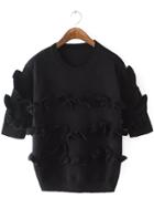 Romwe Fungus Edge Black Sweater