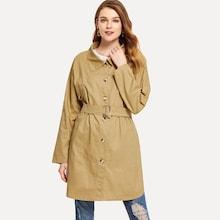 Romwe Solid Belted Coat