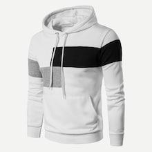 Romwe Guys Cut And Sew Panel Drawstring Hoodie