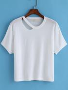 Romwe Cut Out White T-shirt