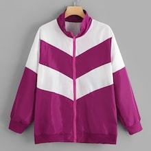 Romwe Plus Color Block Jacket