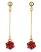 Romwe Red Crystal Long Earrings