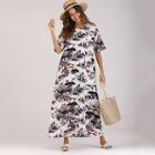 Romwe Graphic Print Pocket Longline Dress