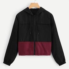 Romwe Cut And Sew Zip-up Jacket