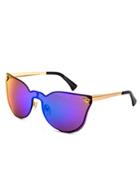 Romwe Iridescent One Piece Lens Gold Arm Sunglasses