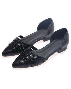 Romwe Black Point Toe Hollow Flats