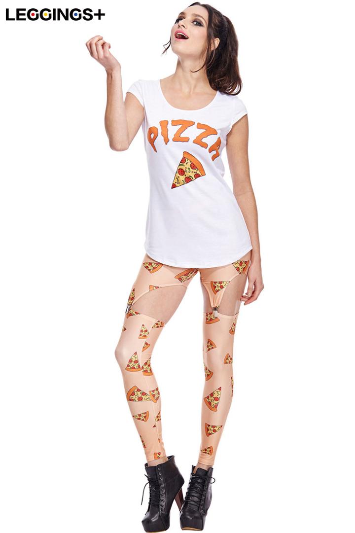 Romwe Romwe Cartoon Pizza Print Leggings