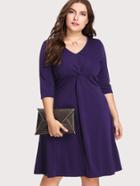 Romwe V Neckline Twist  Front Dress