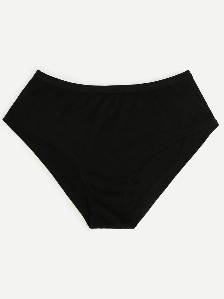 Romwe Black Letter Print Bikini Bottom