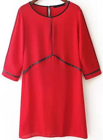 Romwe Contrast Trims Loose Dress