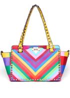Romwe Multicolor With Rivet Buckle Shoulder Bag
