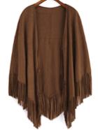 Romwe Tassel Suede Brown Cape