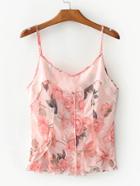 Romwe Floral Print Tiered Cami Top