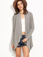 Romwe Heather Grey Draped Collar Duster Coat