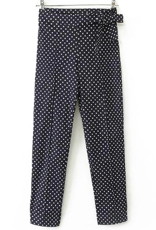Romwe With Bow Polka Dot Pant
