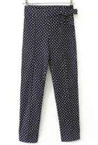 Romwe With Bow Polka Dot Pant