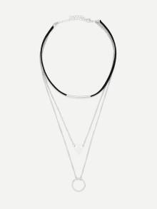 Romwe Geometric Pendant Layered Necklace