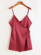 Romwe Surplice Front Self-tie Side Cami Top