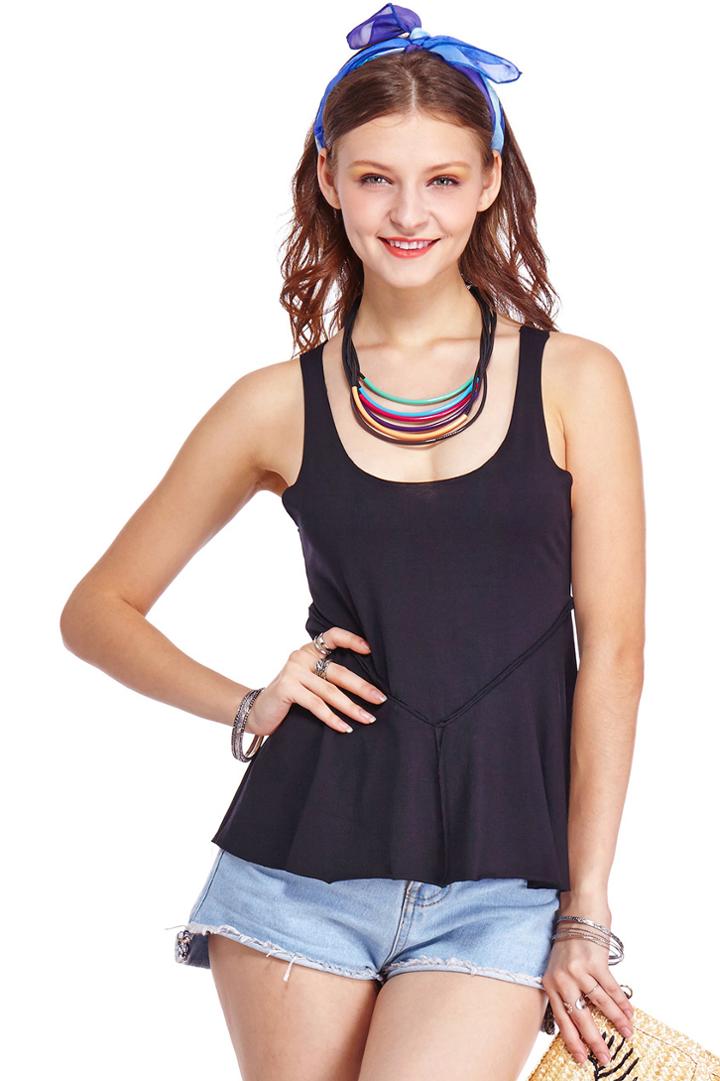 Romwe Romwe Asymmetric Stitching Black Vest
