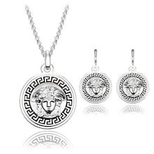 Romwe Figure Engraved Round Necklace & Earrings