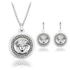 Romwe Figure Engraved Round Necklace & Earrings