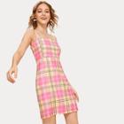 Romwe Plaid High Waist Cami Dress