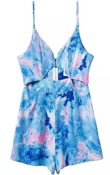 Romwe Spaghetti Strap With Zipper Cut Out Romper