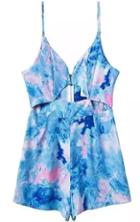 Romwe Spaghetti Strap With Zipper Cut Out Romper