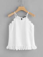 Romwe Ruffle Hem Scalloped Halter Top