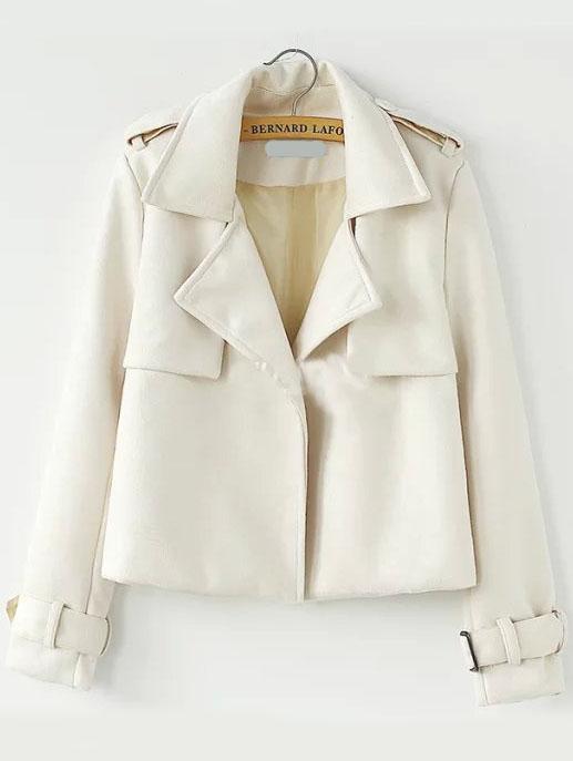 Romwe Lapel Buckle Crop Jacket