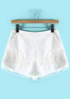 Romwe With Zipper Embroidered Organza Shorts