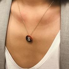 Romwe Letter Engraved Disc Pendant Necklace 1pc