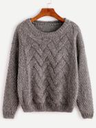 Romwe Dark Grey Drop Shoulder Sweater