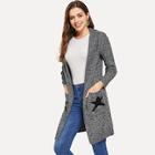Romwe Star And Letter Pattern Hooded Cardigan