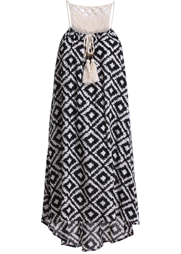 Romwe Spaghetti Strap Geometric Print Dress