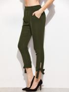 Romwe Bow Tie Hem Crop Pants