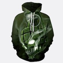 Romwe Men 3d Skull Print Hooded Sweatshirt