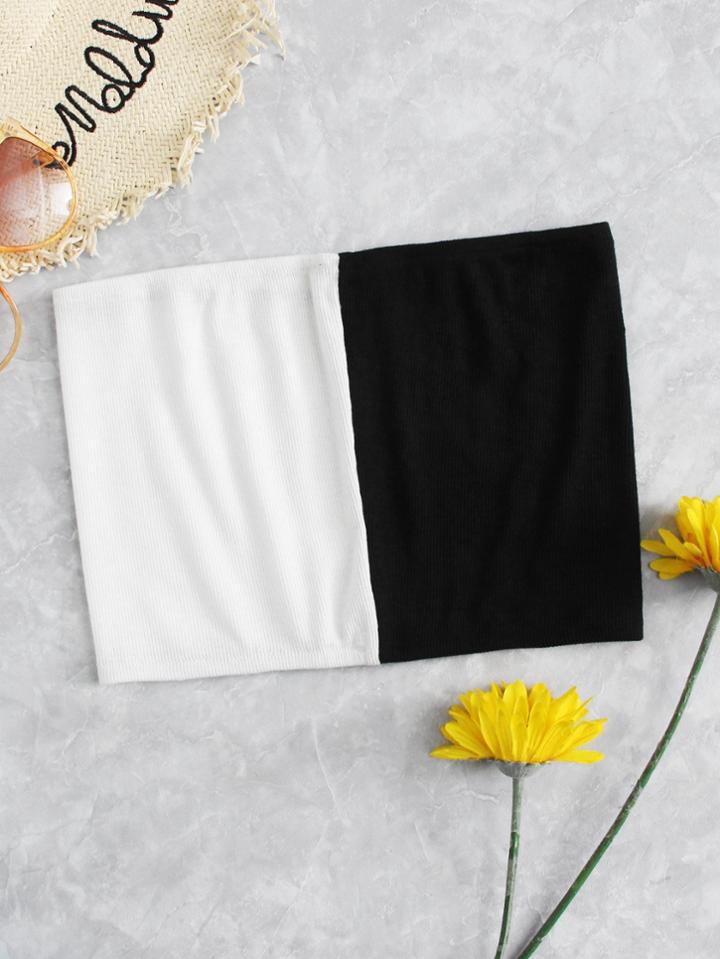 Romwe Color Block Crop Tube Top