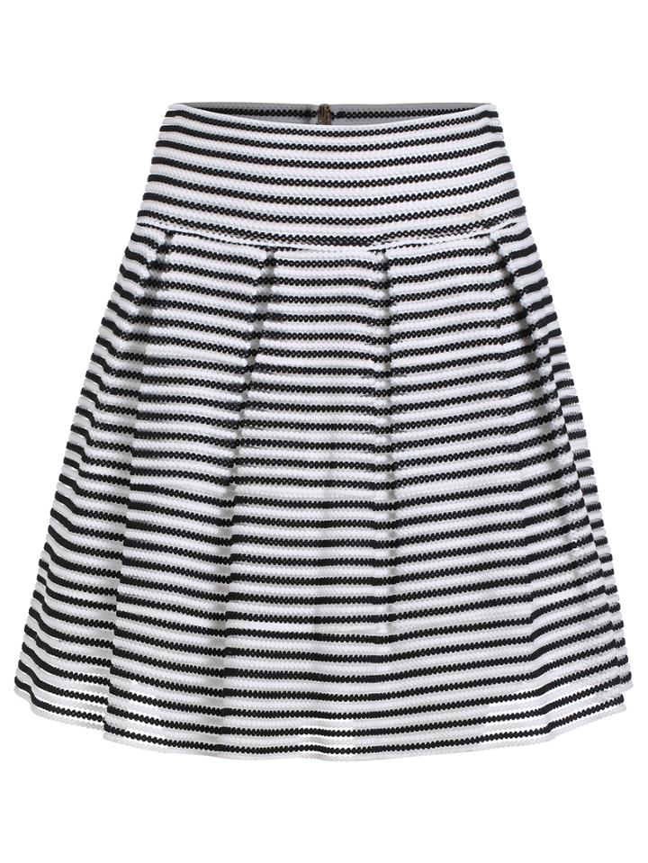 Romwe Striped Zipper A-line Skirt