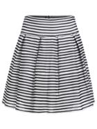 Romwe Striped Zipper A-line Skirt