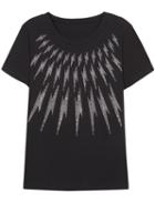 Romwe With Diamond Lightning Pattern Black T-shirt