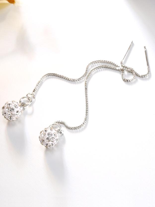 Romwe Crystal Chain Dangle Earrings