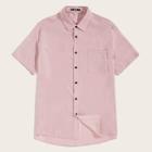 Romwe Guys Button Front Pocket Patched Shirt