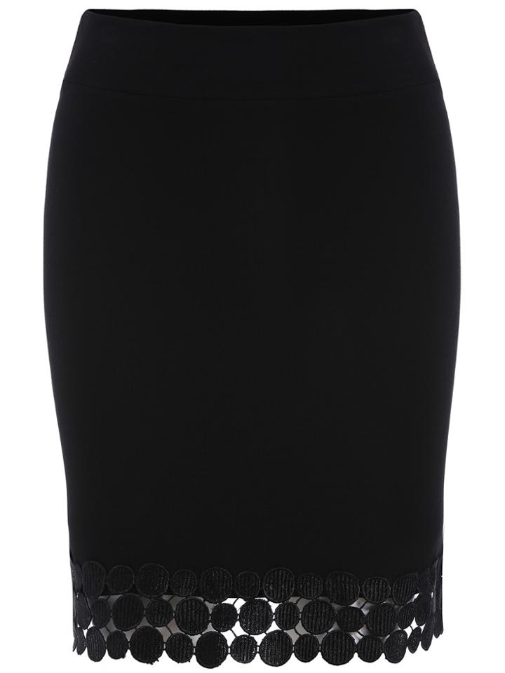 Romwe Embellished Hem Bodycon Skirt