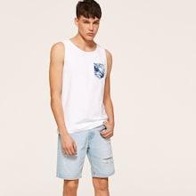 Romwe Guys Jungle Leaf Pocket Tank Top
