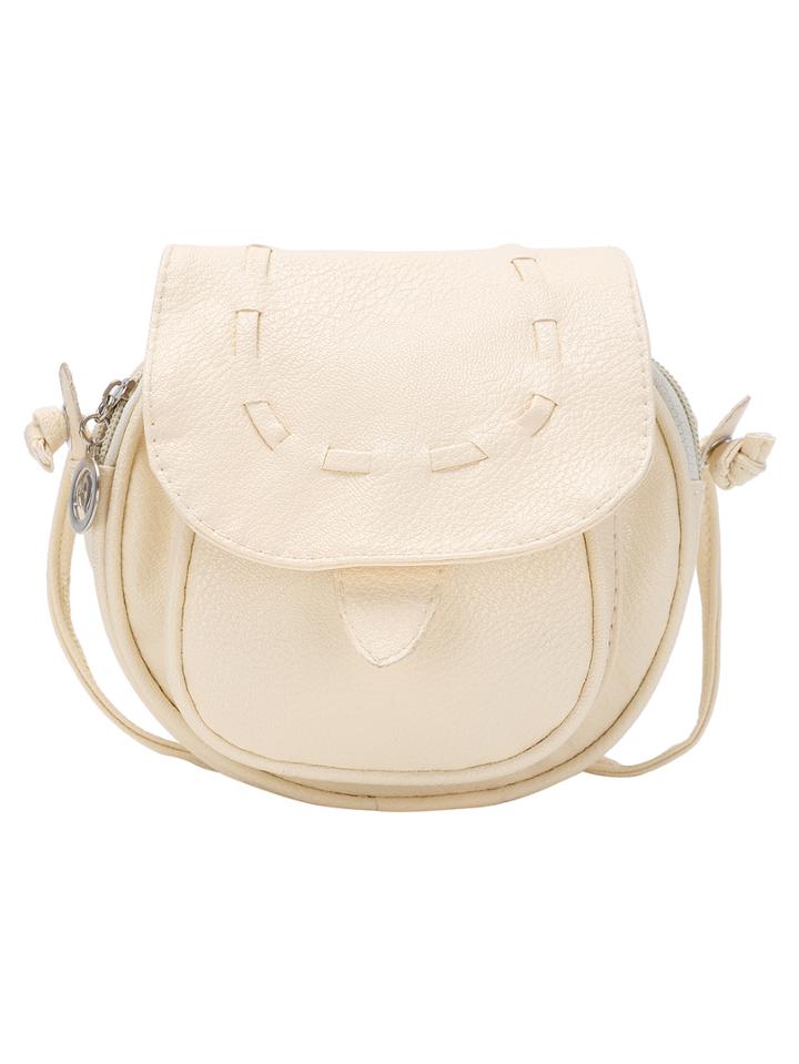 Romwe Faux Leather Braided Accent Saddle Bag