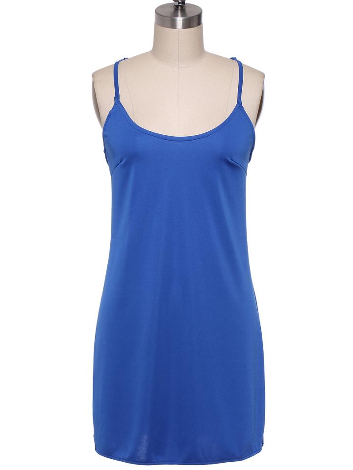 Romwe Crisscross Back Split Cami Dress