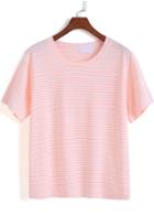 Romwe Orange White Short Sleeve Striped Loose T-shirt