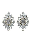 Romwe White Vintage Rhinestone Flower Earrings